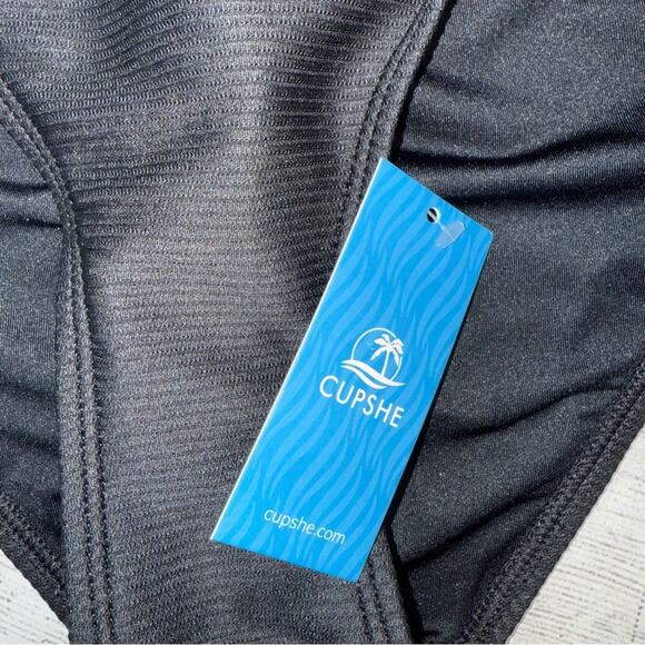 Cupshe NWT Black Textured Classic Bikini Bottoms Size Small - Picture 5 of 7
